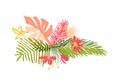 Tropical hand drawn flower leaf, aloha summer