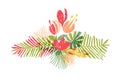 Tropical flower leaf bouquet, tropic paradise