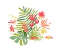 Tropical hand drawn leaf, tropic jungle paradise