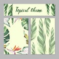 Tropical Hawaii leaves palm tree theme in a watercolor style isolated. Royalty Free Stock Photo