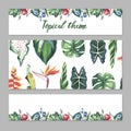 Tropical Hawaii leaves palm tree theme in a watercolor style isolated. Royalty Free Stock Photo