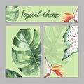 Tropical Hawaii leaves palm tree theme in a watercolor style isolated. Royalty Free Stock Photo