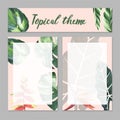 Tropical Hawaii leaves palm tree theme in a watercolor style isolated.