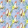 Tropical Hawaii plants pattern in a watercolor style.