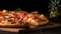 Tropical Hawaiian pizza with pineapple slices and ham , generative AI tools