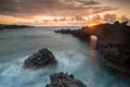 Magical Hawaiian sunrise on the Hana coast on the Island of Maui Royalty Free Stock Photo