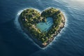 Tropical Heart island shape summer. Generate Ai