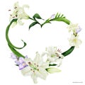 Tropical heart wreath with oriental lily and freesia