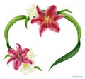 Tropical heart wreath with stargazer lily and freesia