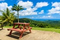 Tropical highland scenery on the Caribbean island of Barbados. It is a paradise destination with a white sand beach and turquoiuse