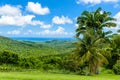 Tropical highland scenery on the Caribbean island of Barbados. It is a paradise destination with a white sand beach and turquoiuse