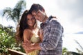 Tropical holiday away. Portrait of an affectionate young couple on holiday. Royalty Free Stock Photo