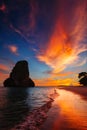 Sunset on Pranang beach. Railay , Krabi Province Thailand