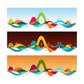 Tropical horizons - set of horizontal banners. Vector Template i Royalty Free Stock Photo