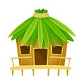 Tropical Hut or Bungalow with Roof of Palm Leaves Vector Illustration Royalty Free Stock Photo