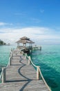 Tropical hut and wooden bridge at holiday resort ,Phuket Royalty Free Stock Photo
