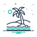 Mix icon for Tropical, tree and beach Royalty Free Stock Photo