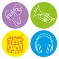 Tropical instruments set icons