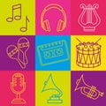 Tropical instruments set icons