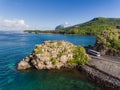 Aerial View of Maconde Point in Mauritius with Bus