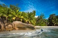 Tropical island beach Anse Lazio, Praslin, Seychelles Royalty Free Stock Photo