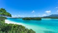 Tropical island beach and clear blue lagoon, Okinawa, Japan Royalty Free Stock Photo