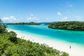 Tropical island beach and clear blue lagoon, Okinawa, Japan Royalty Free Stock Photo