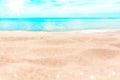 Tropical island beach nature, yellow sand, blue sea water, ocean, sun sky white clouds, summer holidays, vacation, travel Royalty Free Stock Photo