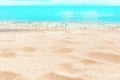 Tropical island beach nature, yellow sand, blue sea water, ocean, sun sky white clouds, summer holidays, vacation, travel Royalty Free Stock Photo