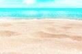 Tropical island beach nature, yellow sand, blue sea water, ocean, sun sky white clouds, summer holidays, vacation, travel Royalty Free Stock Photo