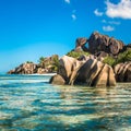 Tropical island beach, Source d`Argent, La Digue, Seychelles Royalty Free Stock Photo