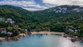 Tropical island with beach, trees and hills near ocean in Thailand. Koh Samui. Asia. Drone. Royalty Free Stock Photo