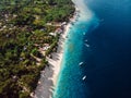 Tropical island with beach and turquoise ocean. Aerial view Royalty Free Stock Photo