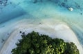 The Tropical island beach which  green lush tropical island in a blue and turquoise sea with islands in the background Royalty Free Stock Photo