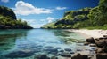 Tropical Island with Beautiful Beach With Crystal Clear Water Background