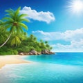 tropical island with beautiful beach Royalty Free Stock Photo