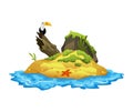 Tropical island. Tropical coast with vulture, starfish and sea waves. Summer landscape of the tropical island. Rest in