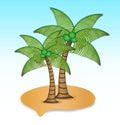 Tropical island with coconut tree icon vector illustration, web icon, Landscape, palm trees