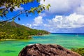 Tropical island Curieuse at Seychelles Royalty Free Stock Photo