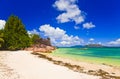 Tropical island Curieuse at Seychelles Royalty Free Stock Photo