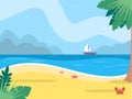 Tropical island flat vector color illustration Royalty Free Stock Photo