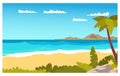 Tropical island flat vector color illustration Royalty Free Stock Photo