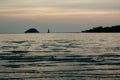 Tropical Island Horizon Sea Sailing Yacht Sunset Landscape