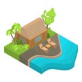 Tropical island house icon, isometric style Royalty Free Stock Photo