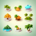 Tropical Island Icons for Game Assets.