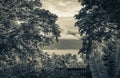 Tropical island Ilha Grande Abraao beach between palm trees Brazil Royalty Free Stock Photo