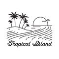 tropical island logo design line art style Royalty Free Stock Photo