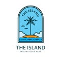 Tropical island logo with palm tree Royalty Free Stock Photo