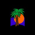 tropical island logo template Royalty Free Stock Photo