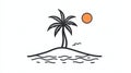 Minimalist Palm Tree Tropical Island Sunset. Royalty Free Stock Photo